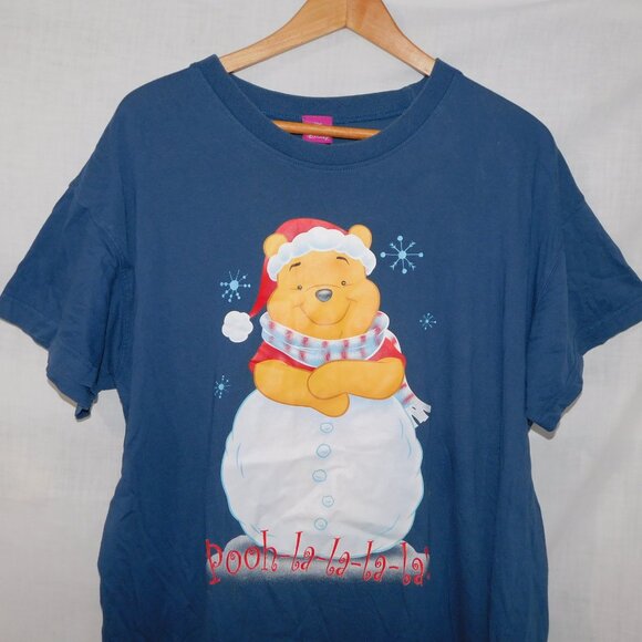 Disney Store VTG Winnie Pooh Christmas nightgown night T Shirt Blue one size - Picture 2 of 10